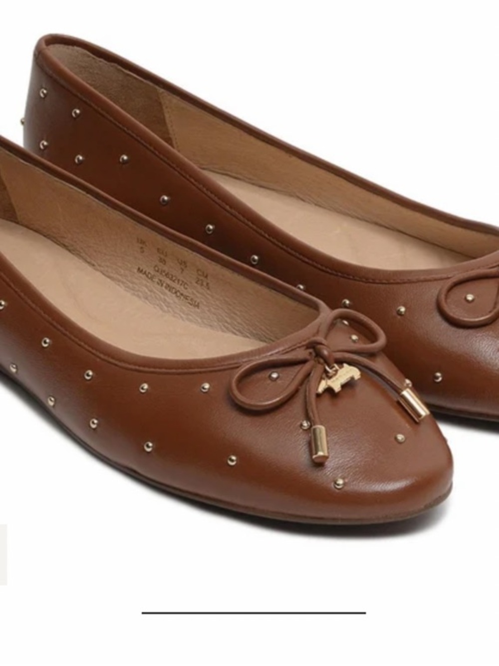 Radley London Flower Stud Ballet Flats - Tan - US 7